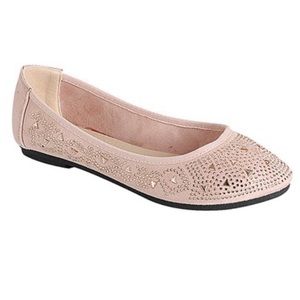 Flats Pink Rhinestone Bling Sz 8 Comfy Sparkle Ballerina EUC